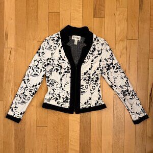 JOSEPH RIBKOFF FITTED BLACK AND WHITE JACKET